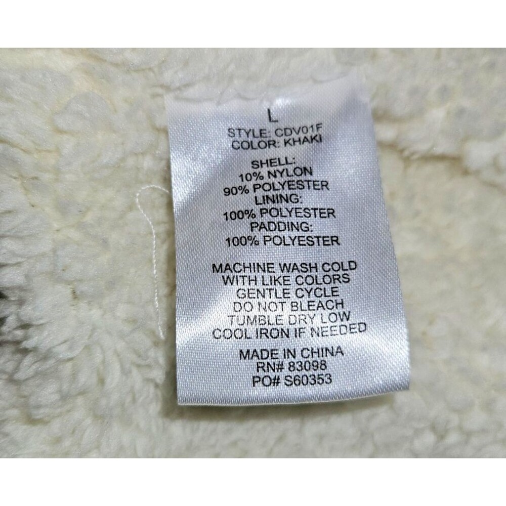 CI SONO Sz large Corduroy Sherpa faux fur lined Crop Puffer Vest Ribbed - Picture 11 of 11